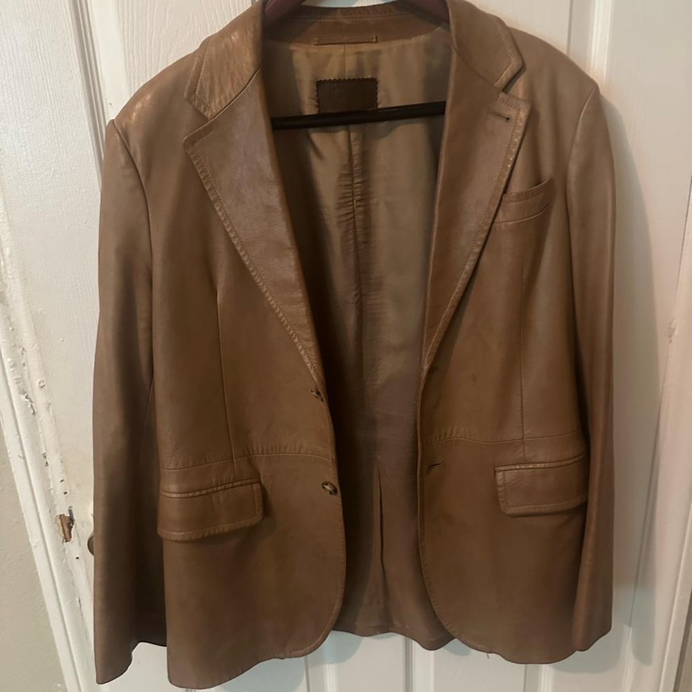 Prada Men's Tan Leather Jacket